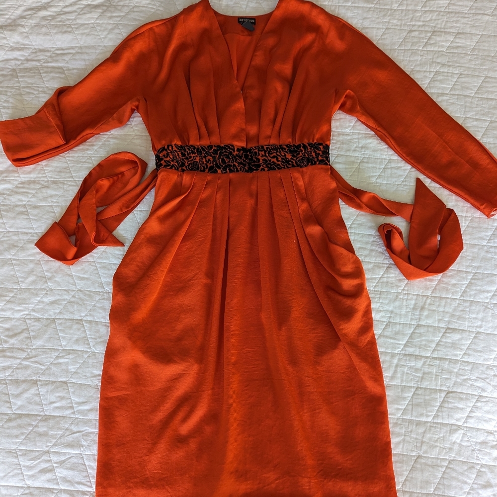 Orange Jacquard Dress
